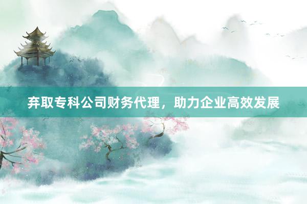 弃取专科公司财务代理，助力企业高效发展