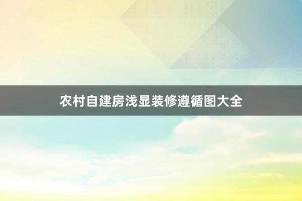 农村自建房浅显装修遵循图大全